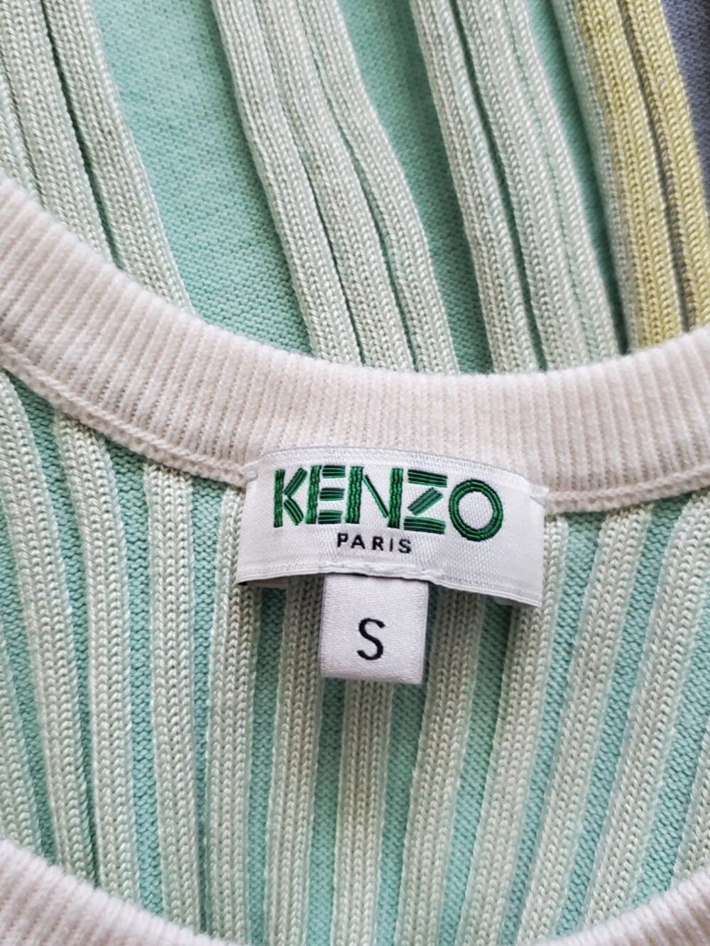 Kenzo Women's Multi-Color Pleated Geometric Ribbed Fitted Dress - Small - Picture 3 of 6